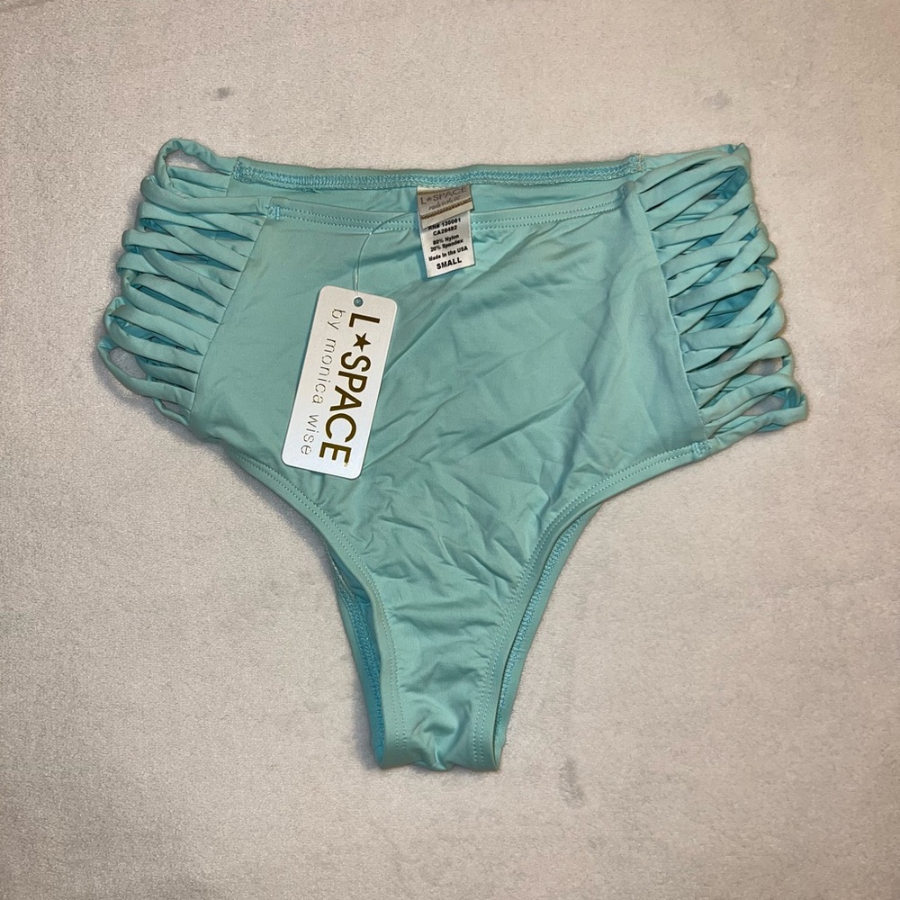 LSPACE Blue High Waisted Bikini Bottoms